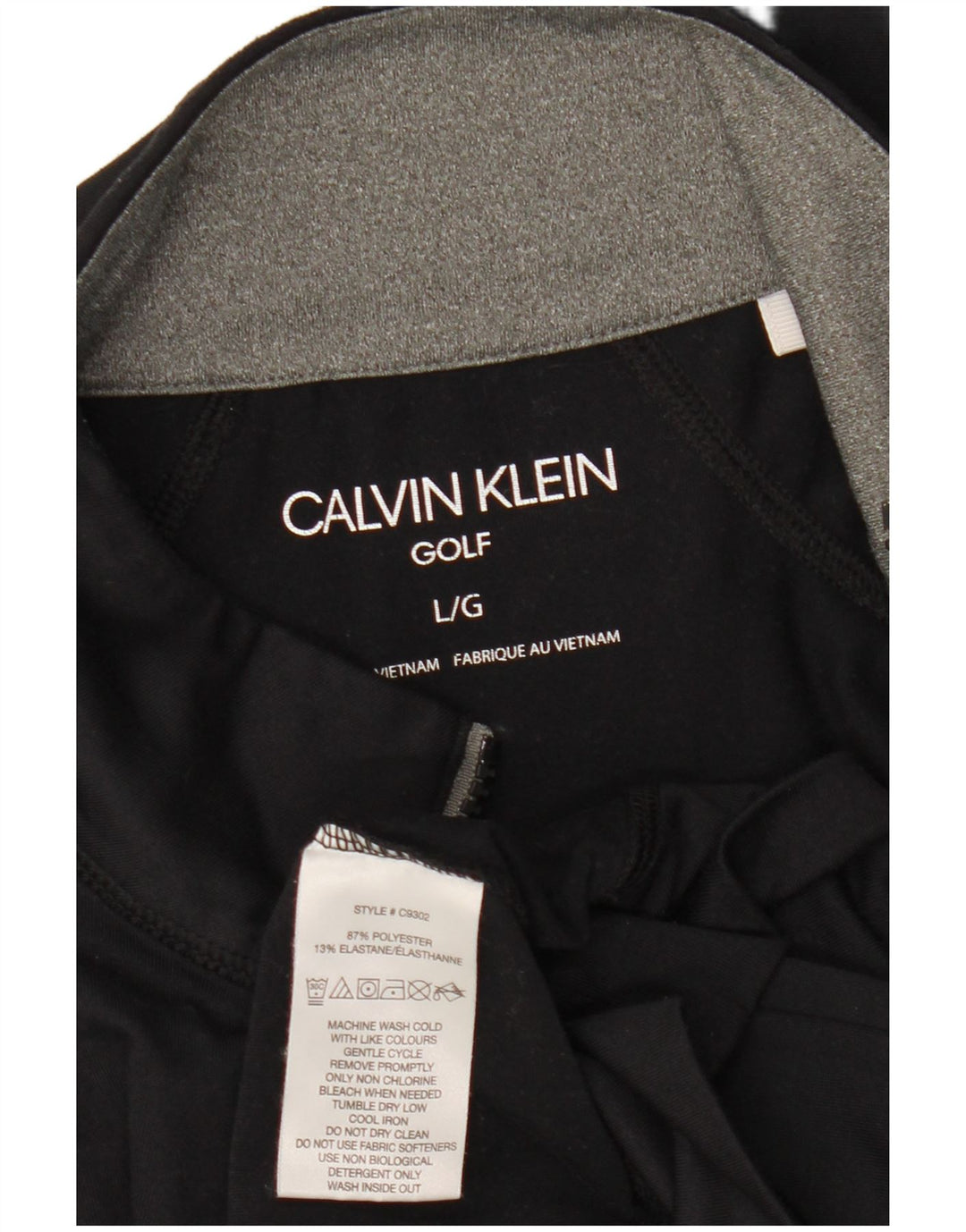CALVIN KLEIN Mens Golf Graphic Zip Neck Pulôver Treino Top Grande Preto