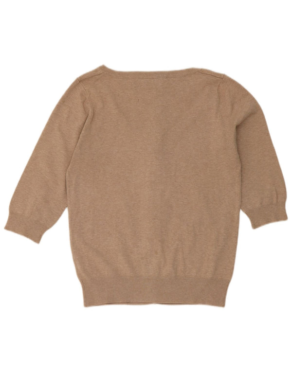 Suéter cardigã feminino Zara manga 3/4 Reino Unido 18 XL algodão marrom