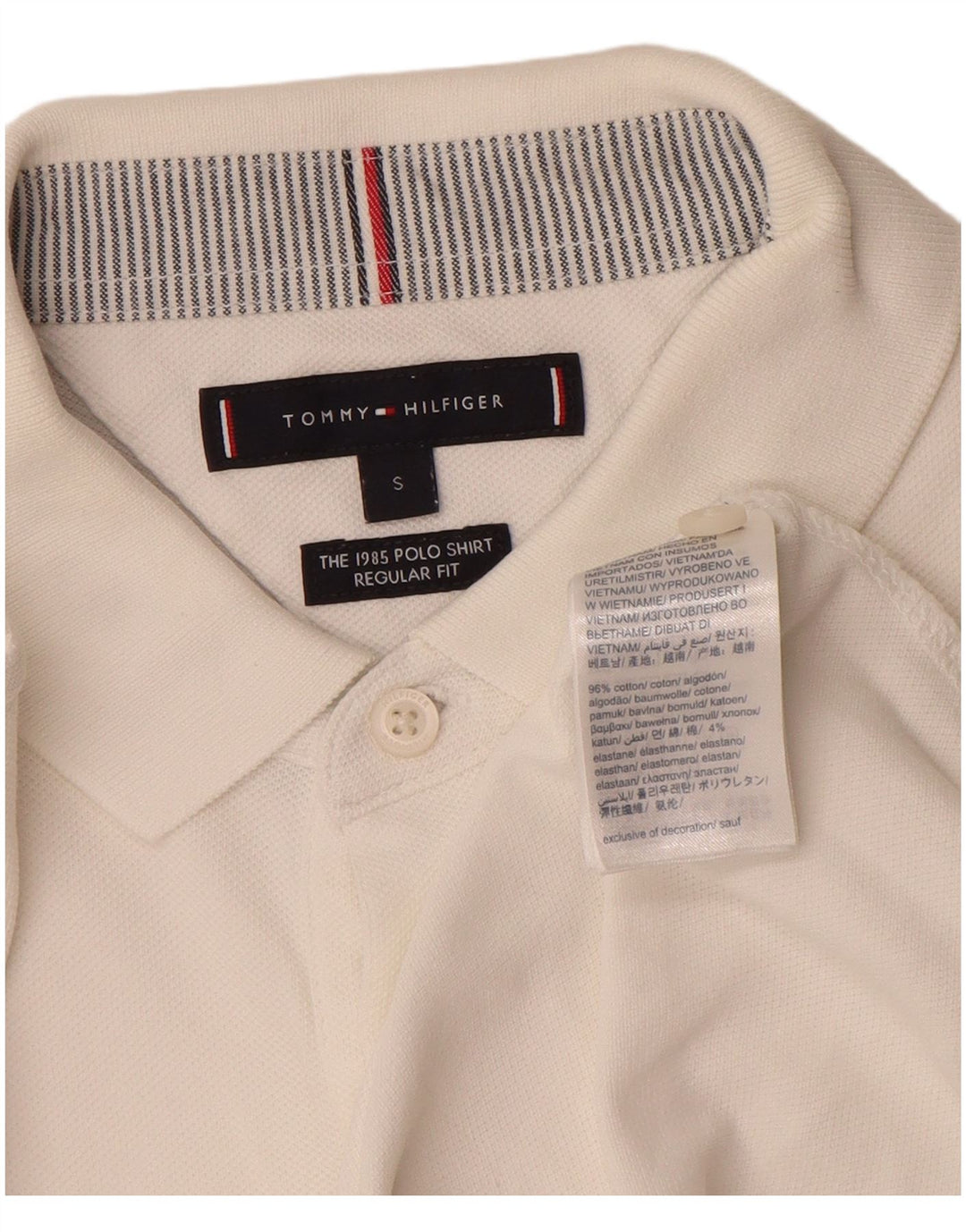 Camisa polo masculina Tommy Hilfiger Regular Fit pequena de algodão branco