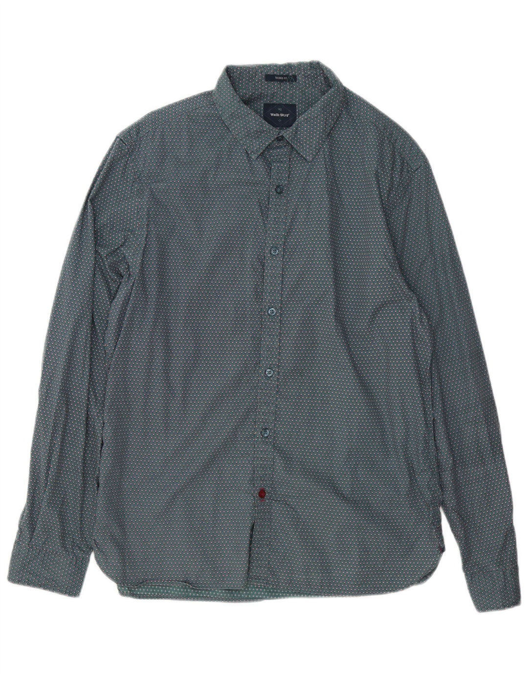 Camisa masculina White Stuff grande algodão geométrico verde