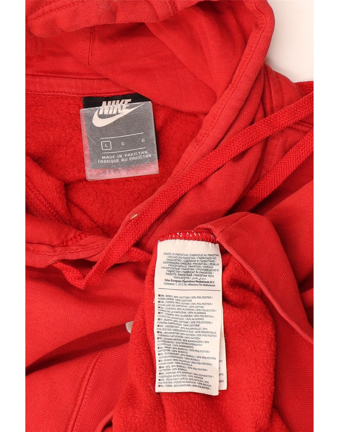 Nike Mens Hoodie Jumper Grande Algodão Vermelho