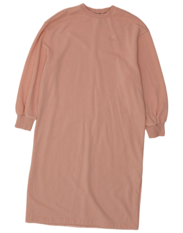 Adidas feminino oversized moletom jumper vestido reino unido 8/10 pequeno algodão rosa