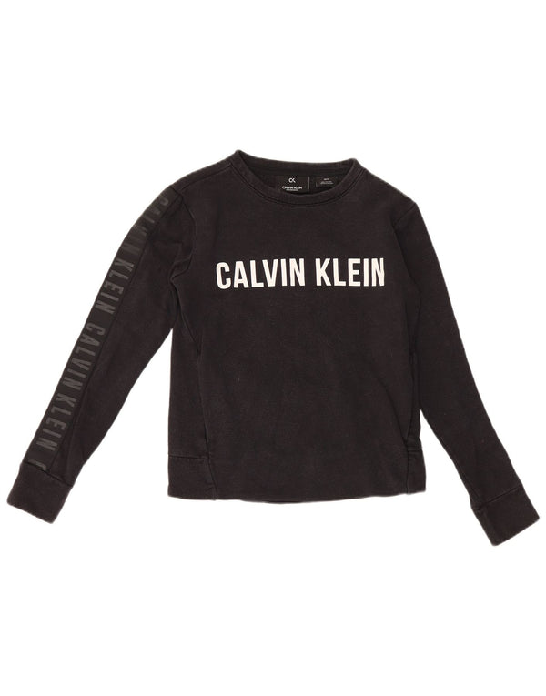 Calvin Klein moletom feminino gráfico oversized jumper UK 6 XS preto
