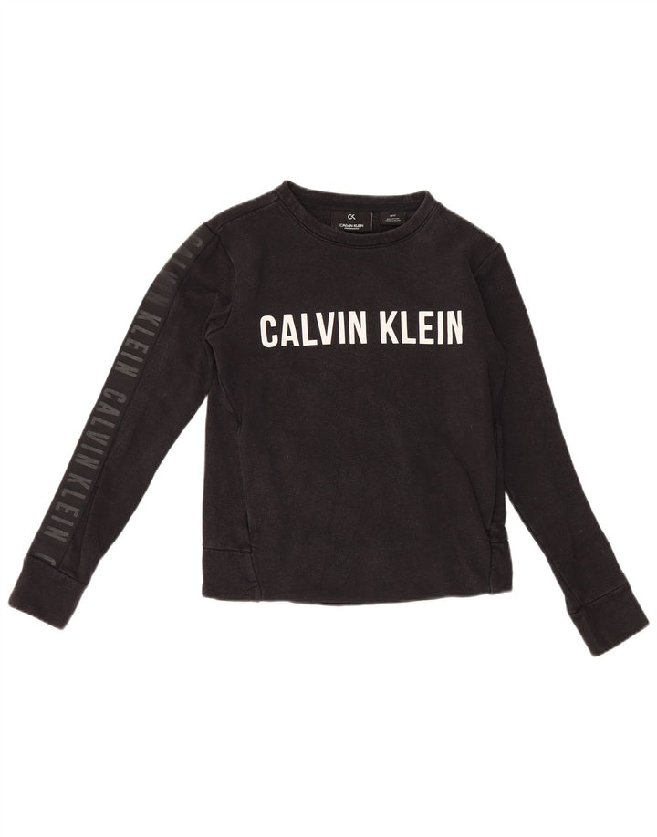 Calvin Klein moletom feminino gráfico oversized jumper UK 6 XS preto