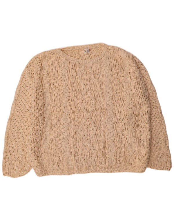 Suéter feminino vintage com gola canoa grande UE 36/38 pequeno off white