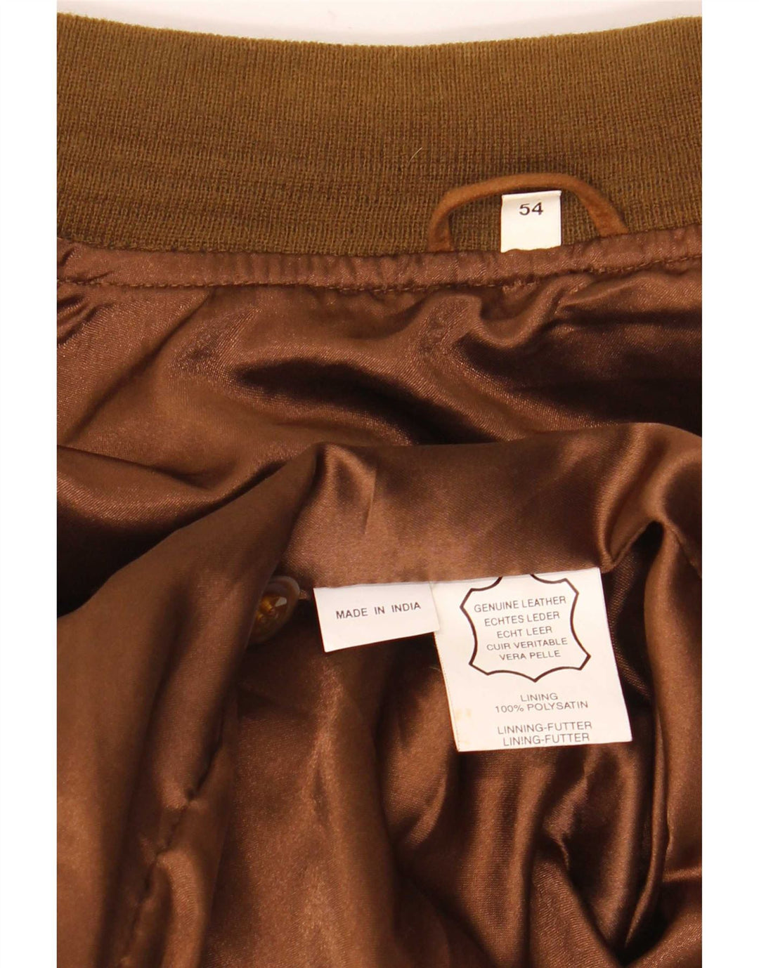Jaqueta bomber masculina vintage de camurça IT 54 2XL couro marrom