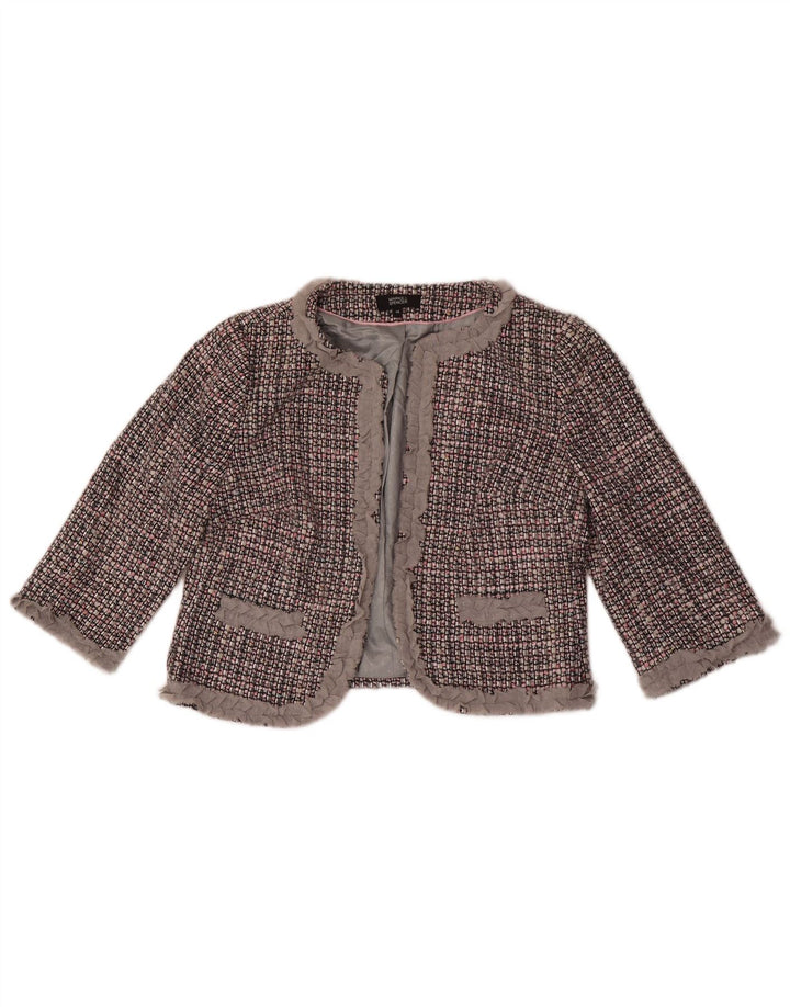 Jaqueta Bolero Feminina Marks & Spencer Manga 3/4 Reino Unido 14 Médio Cinza Xadrez