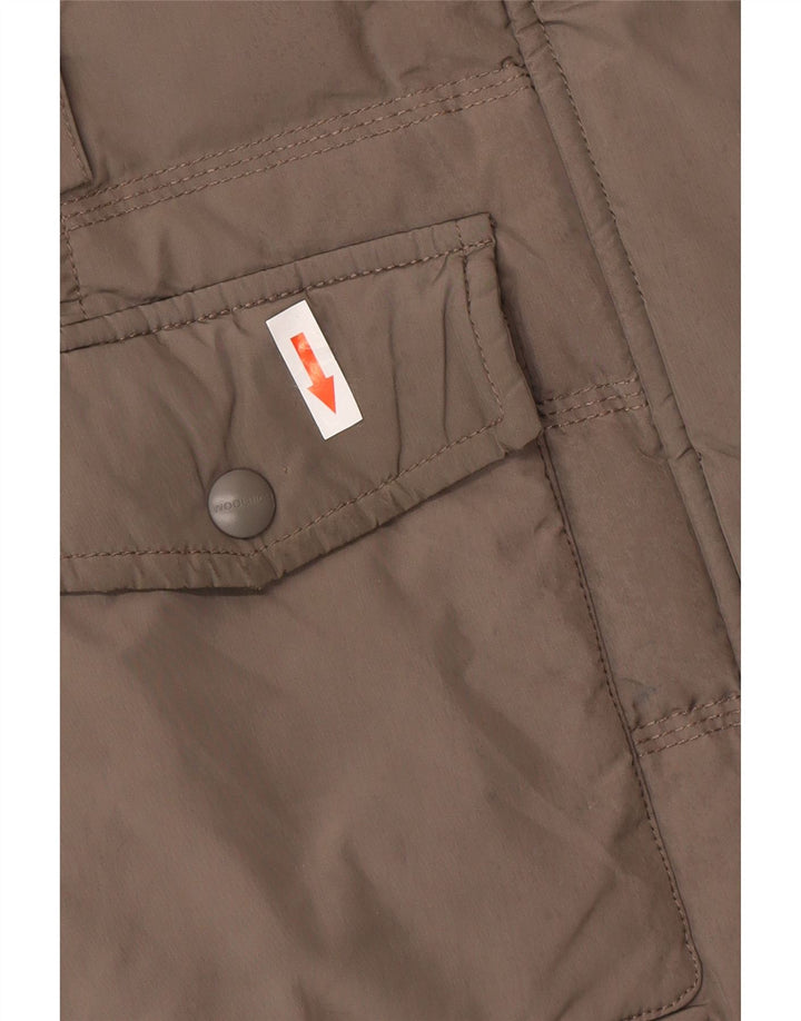 Casaco acolchoado com capuz feminino Woolrich UK 6 XS poliéster cinza inverno