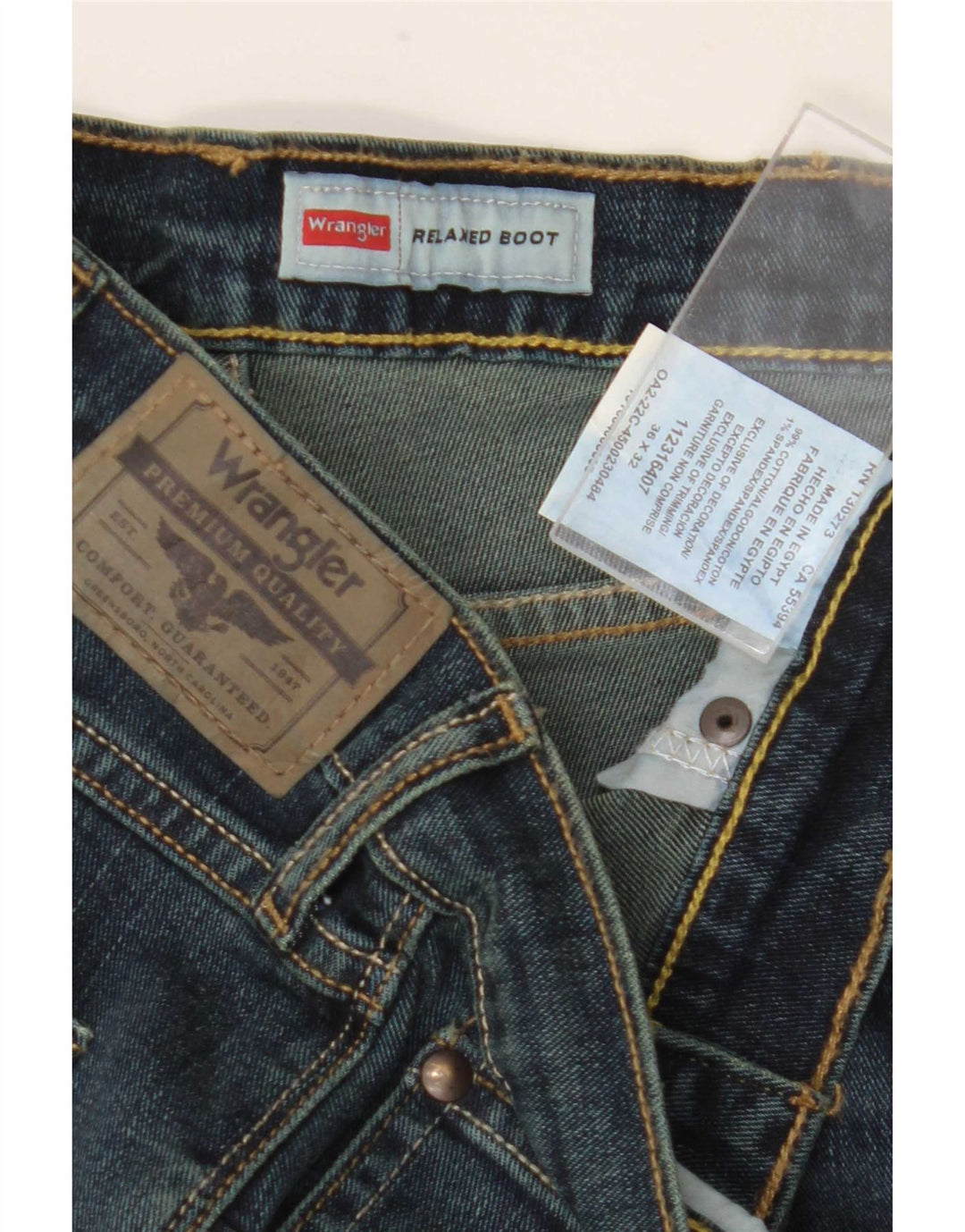 Wrangler Masculino Relaxado Fit Bootcut Jeans W36 L32 Azul Marinho Algodão