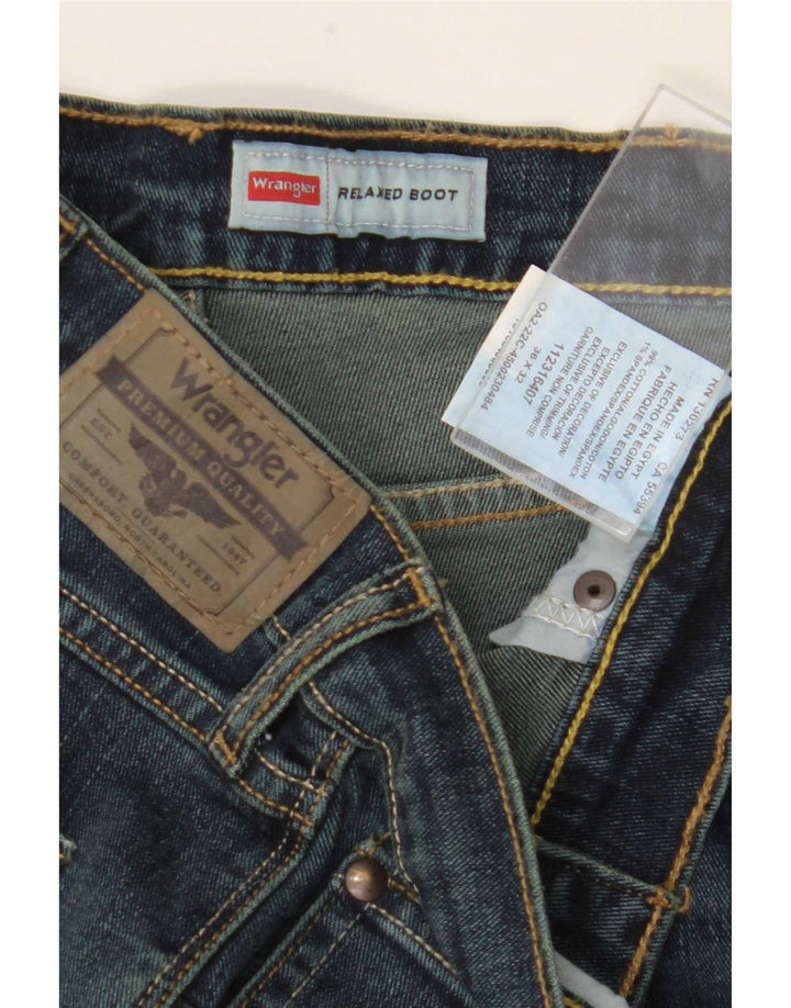 Wrangler Masculino Relaxado Fit Bootcut Jeans W36 L32 Azul Marinho Algodão