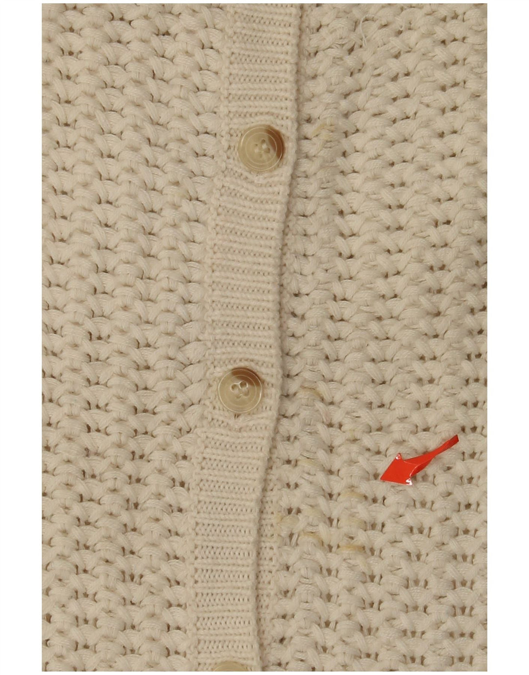 Suéter cardigã feminino VINTAGE manga 3/4 Reino Unido 14 médio off white acrílico