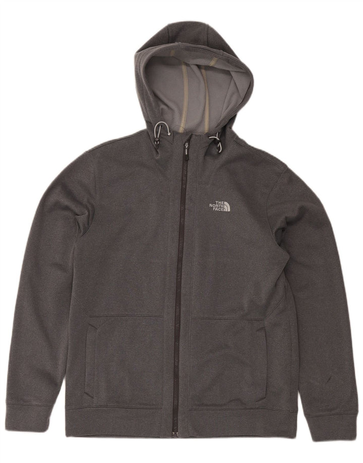 Suéter masculino com capuz e zíper The North Face poliéster cinza médio