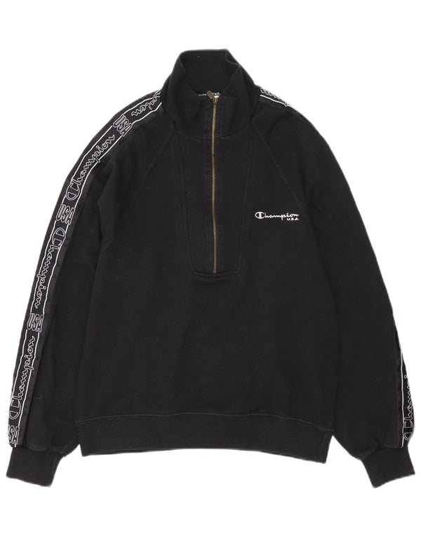 Suéter feminino Champion com decote em zíper e estampa oversized UK 6 XS preto