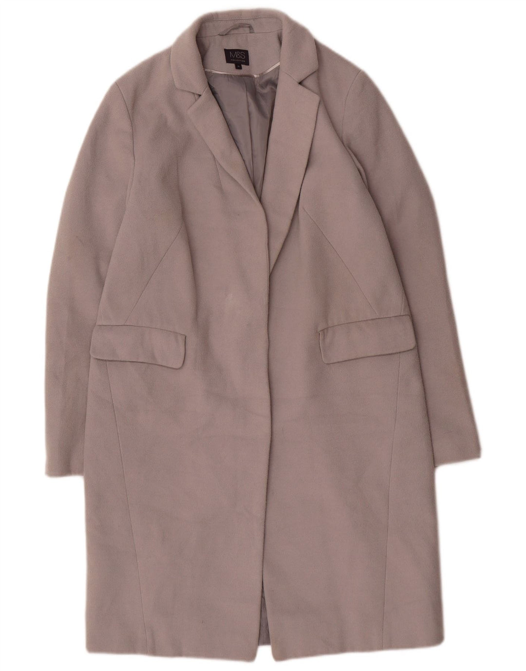 Sobretudo aberto feminino Marks & Spencer UK 10 poliéster cinza pequeno