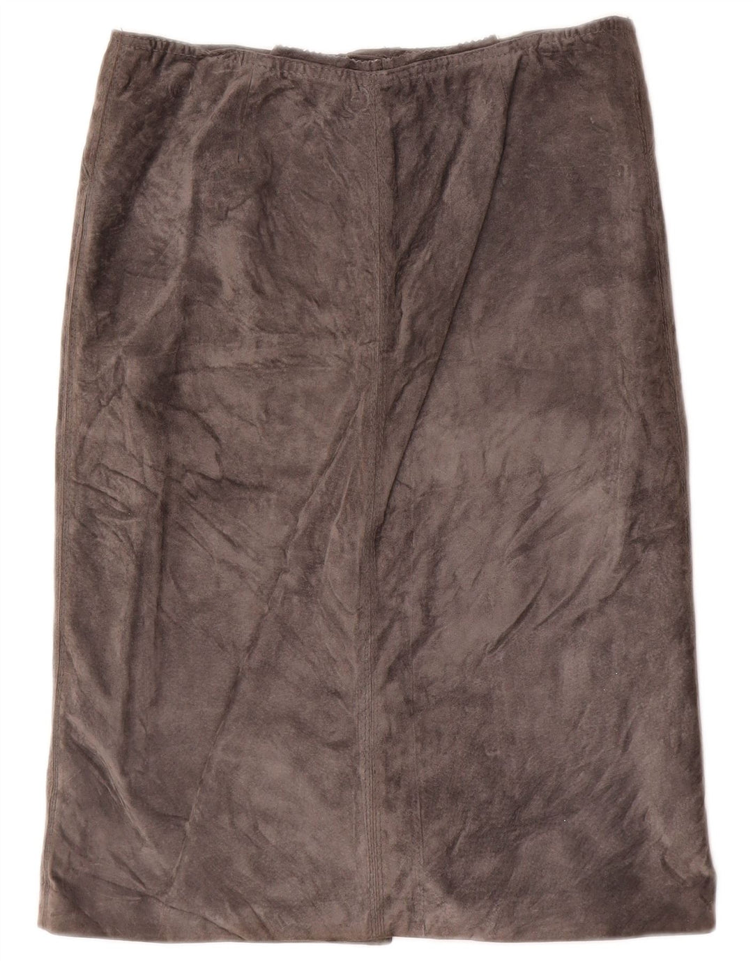 Saia reta feminina vintage de camurça IT 46 grande W30 cinza