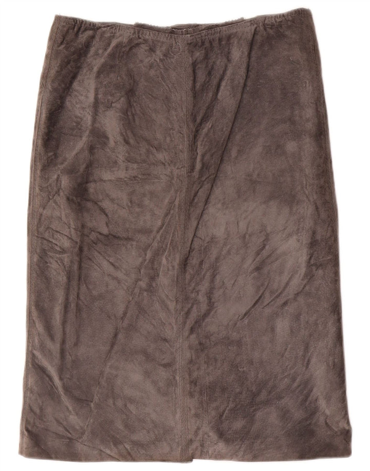 Saia reta feminina vintage de camurça IT 46 grande W30 cinza