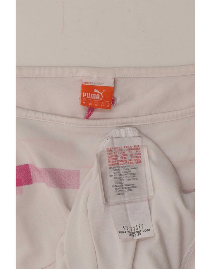 Camiseta feminina Puma UK 12 algodão geométrico branco médio