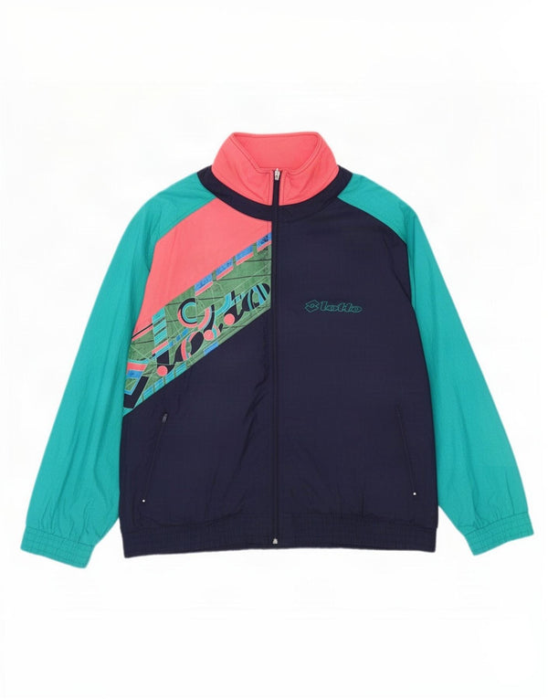 Lotto Mens Graphic Tracksuit Top Jacket XL Azul marinho Colourblock Nylon