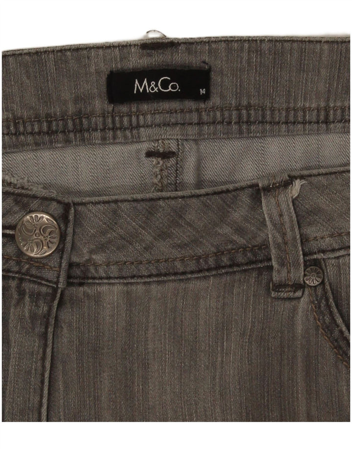 Mini saia jeans feminina M&Co Reino Unido 14 grande W34 cinza