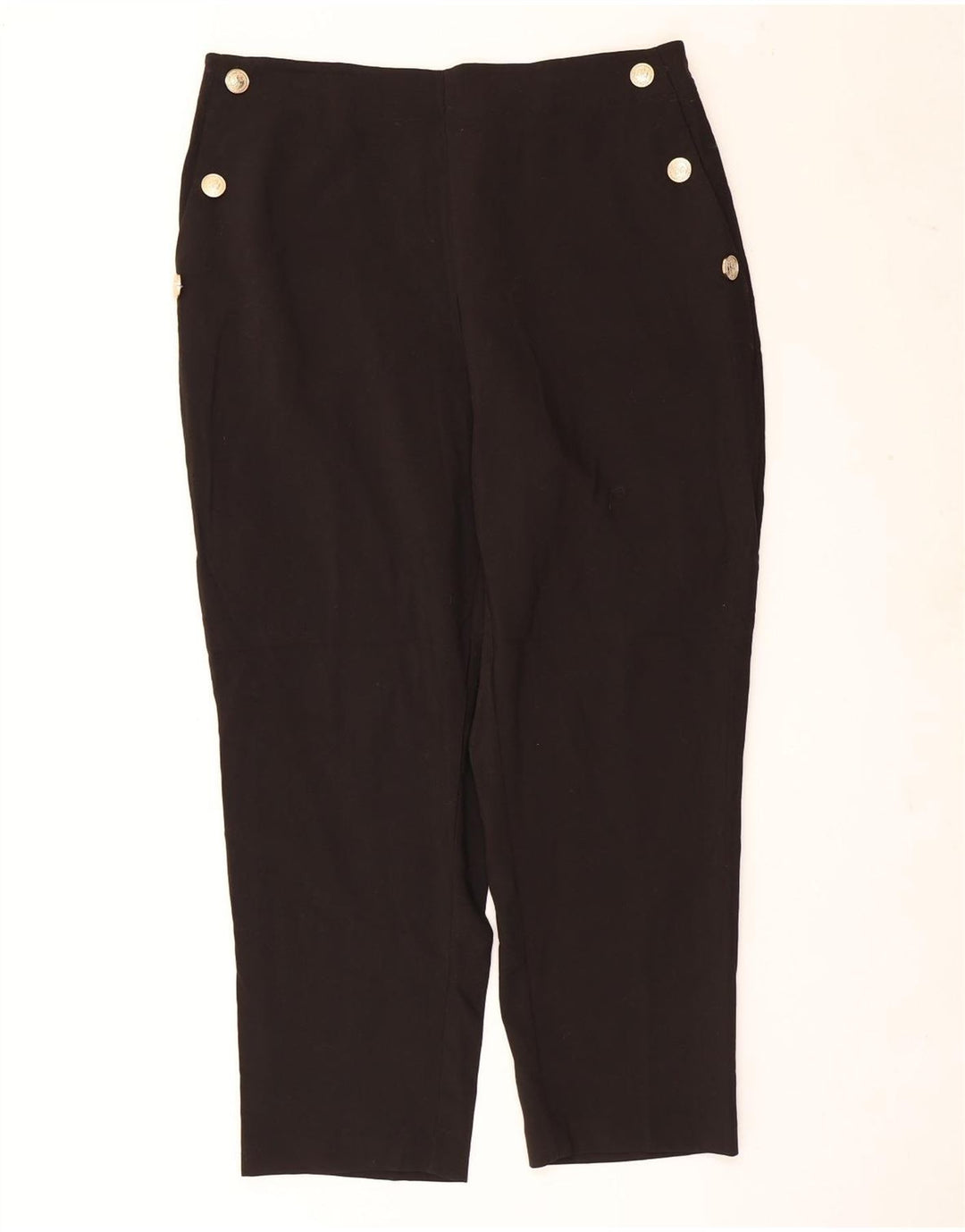 Calça feminina reta casual Zara 2XL W34 L27 poliéster preto