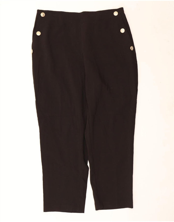 Calça feminina reta casual Zara 2XL W34 L27 poliéster preto