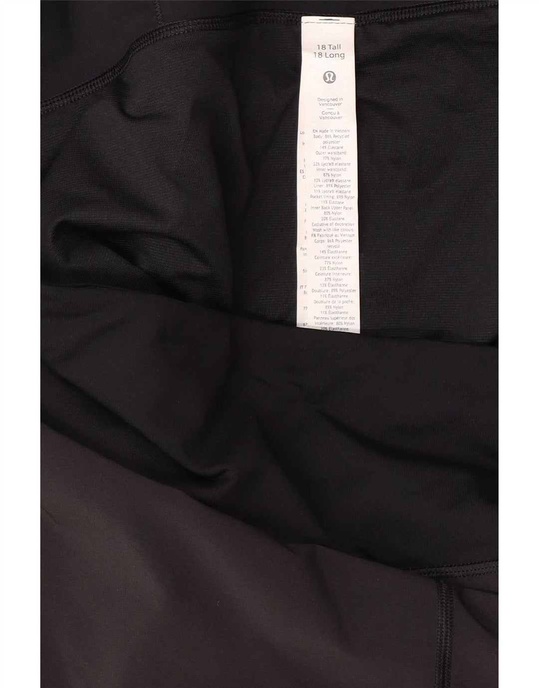 Shorts esportivos femininos Lululemon US 18 2XL poliéster preto