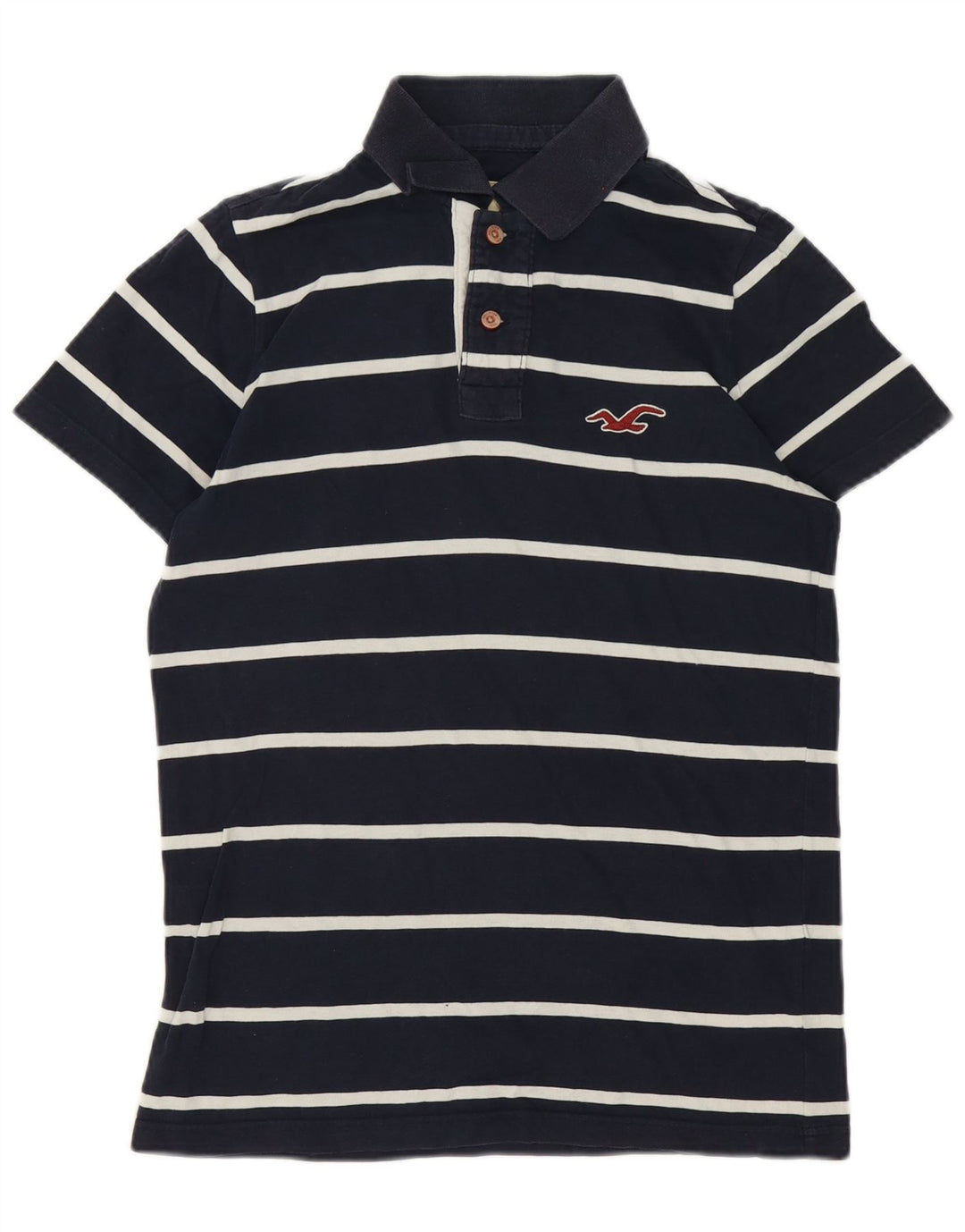 Camisa polo masculina Hollister pequena listrada azul marinho