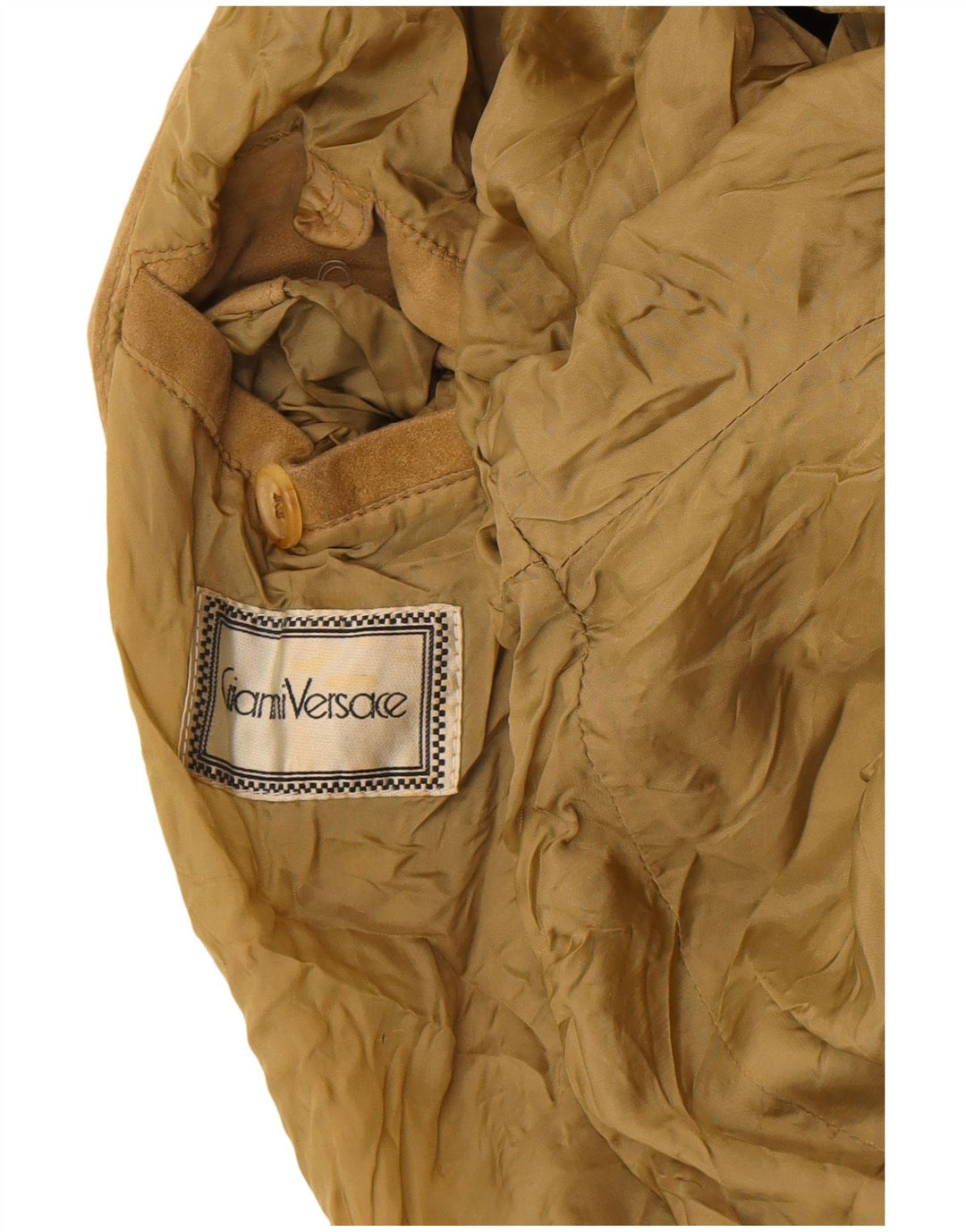 Gianni Versace Jaqueta bomber feminina de camurça com ajuste solto Reino Unido 38 Médio Bege