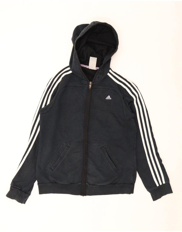 Adidas Womens Climalite Zip Hoodie Sweater UK 14 Médio Azul Marinho Algodão