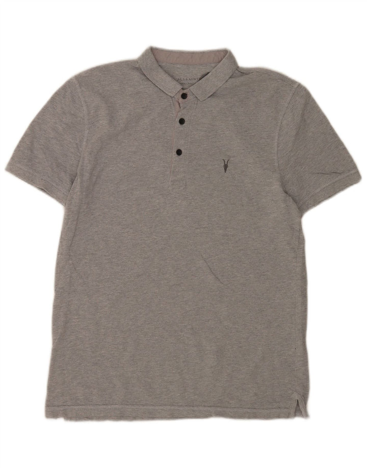Camisa polo masculina All Saints algodão cinza médio