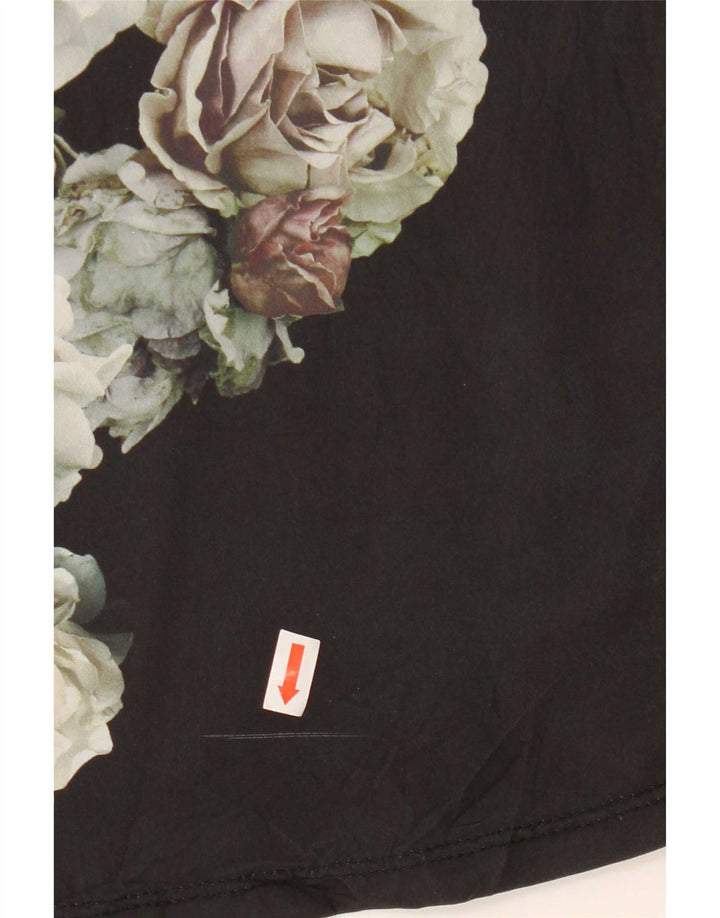 Zara Top gráfico feminino manga 3/4 Reino Unido 12 médio preto floral