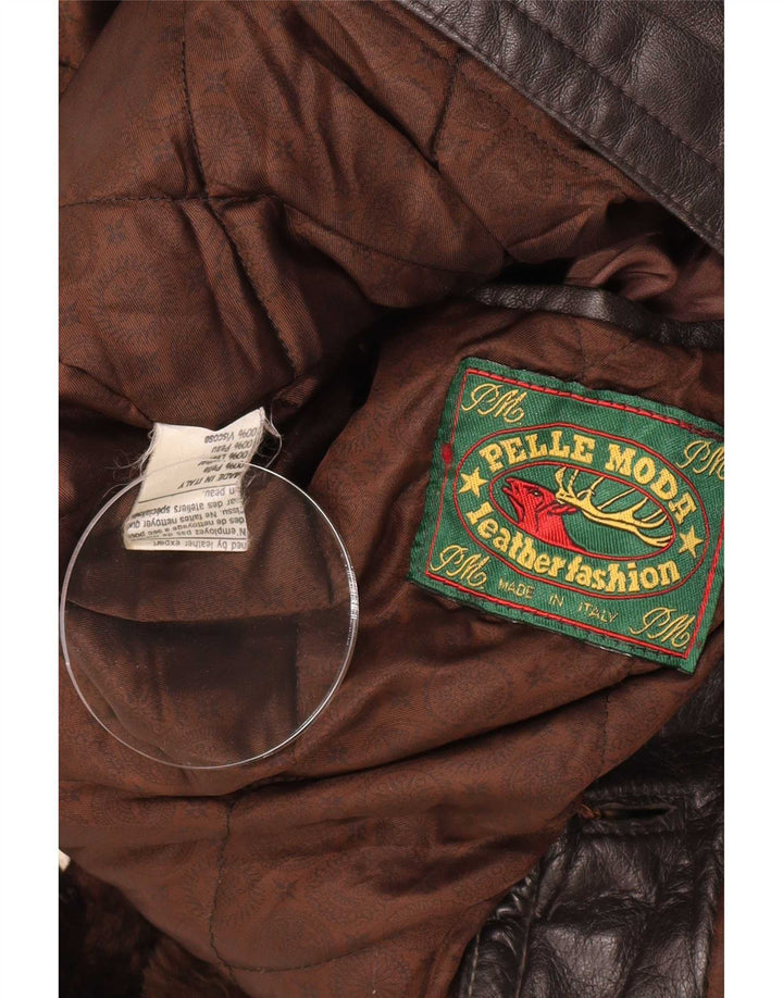 Pelle Moda Mens Leather Coat UK 40 Grande Marrom Clássico
