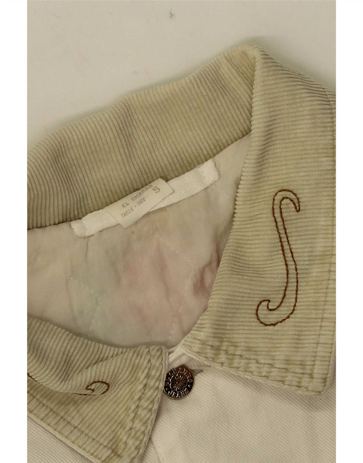 Jaqueta jeans masculina El Charro UK 36 pequena floral branca