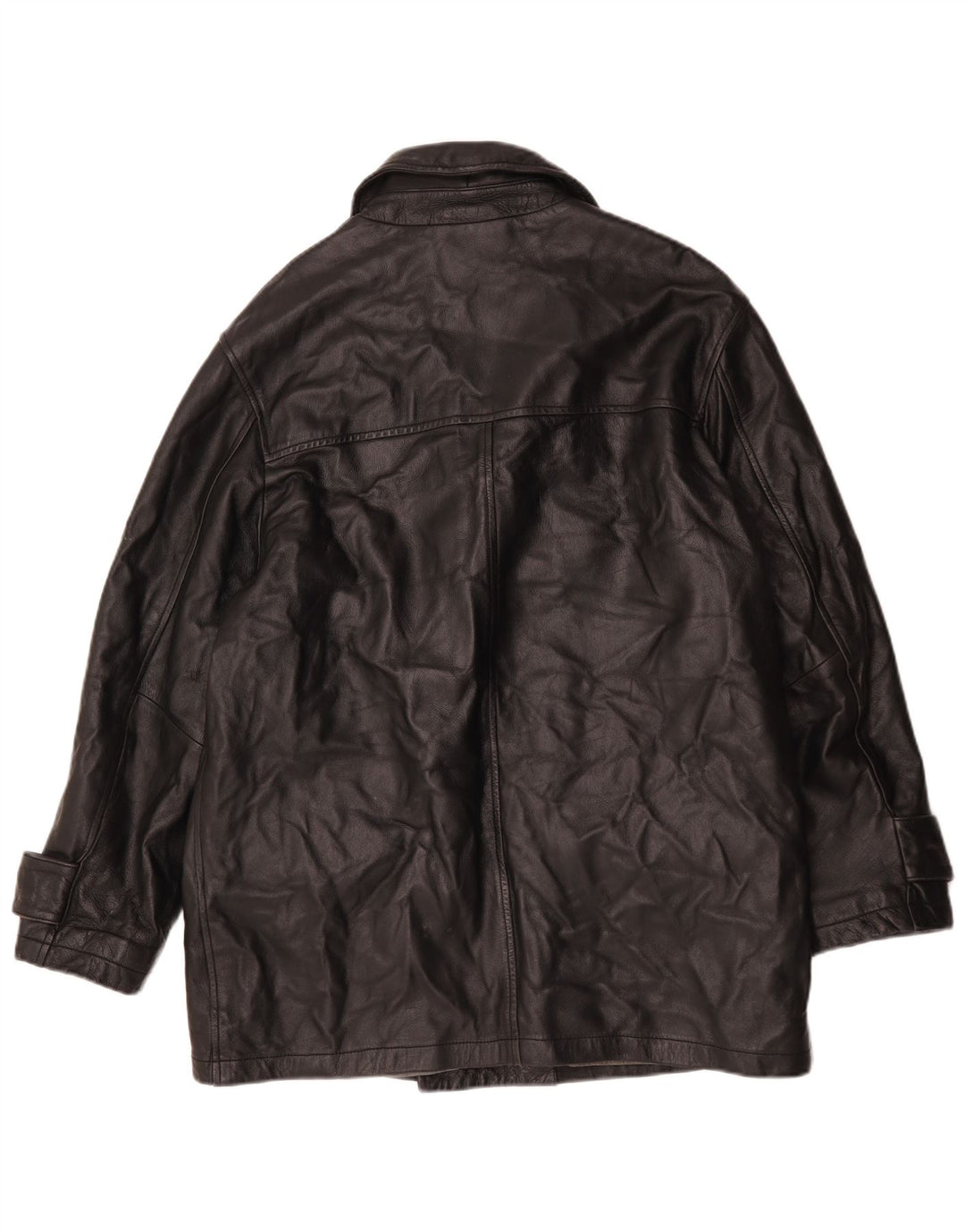 Vintage Mens Leather Coat UK 38 Medium Black