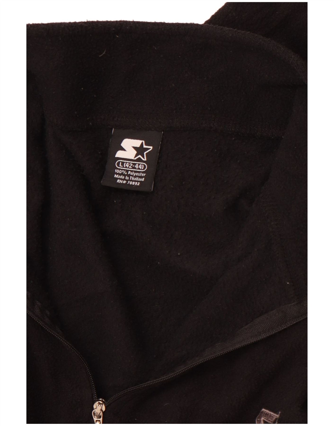 STARTER Suéter masculino de lã com zíper e gola grande, preto, poliéster esportivo