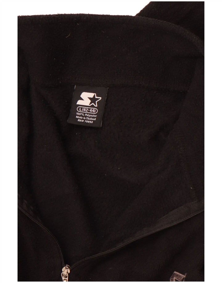 STARTER Suéter masculino de lã com zíper e gola grande, preto, poliéster esportivo