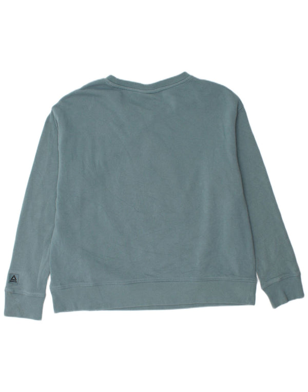 Reebok feminino gráfico moletom jumper UK 14 grande azul