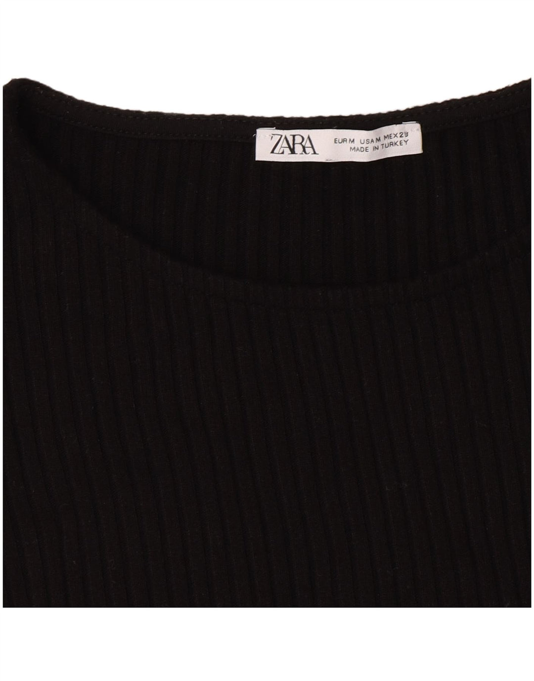 Camiseta Zara Feminina Crop Top UK 12 Médio Preto