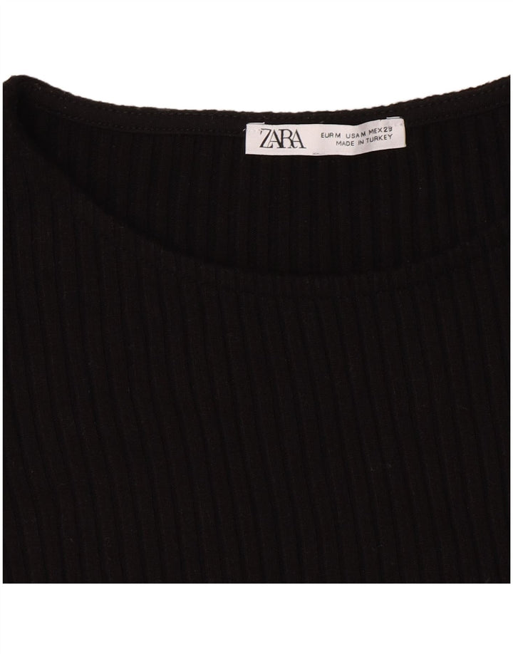 Camiseta Zara Feminina Crop Top UK 12 Médio Preto