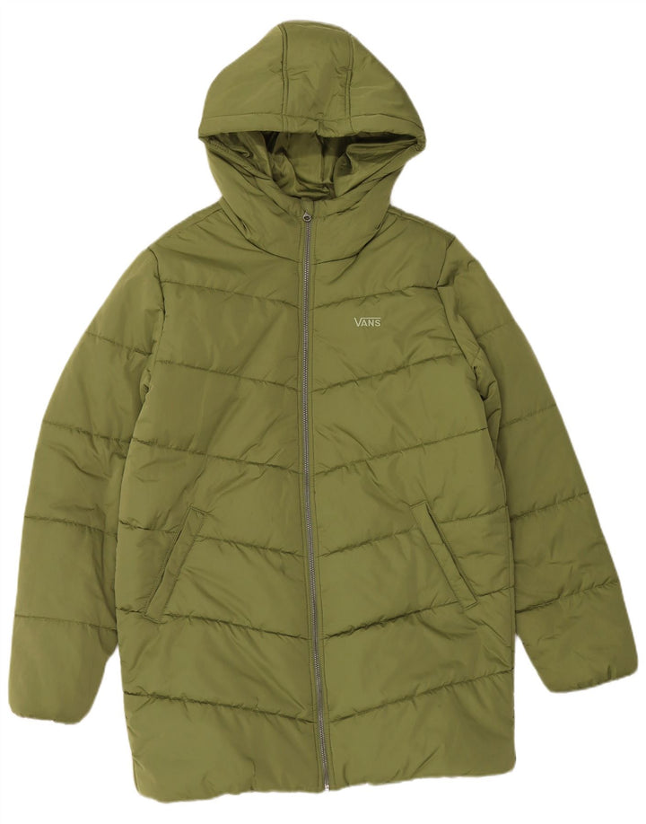 Casaco acolchoado com capuz feminino Vans UK 16 grande verde