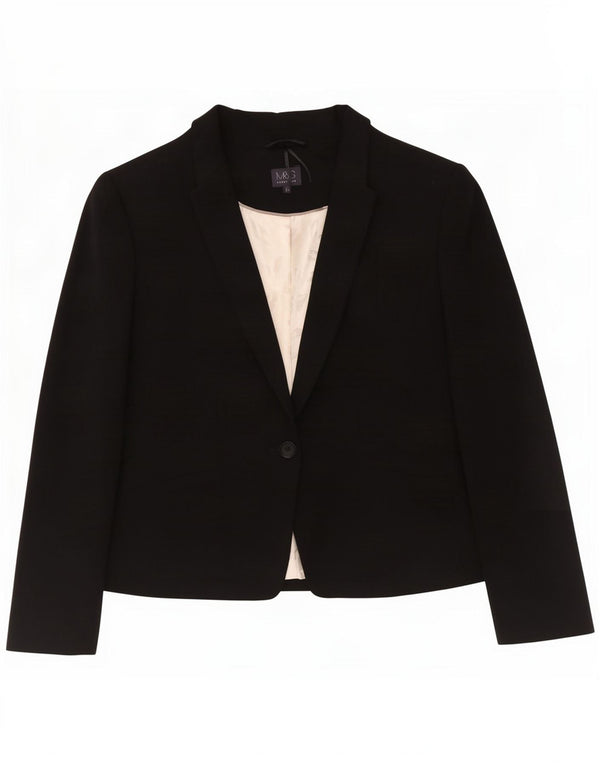 Marks & Spencer Womens 1 Button Blazer Jacket UK 20 2XL Black Polyester