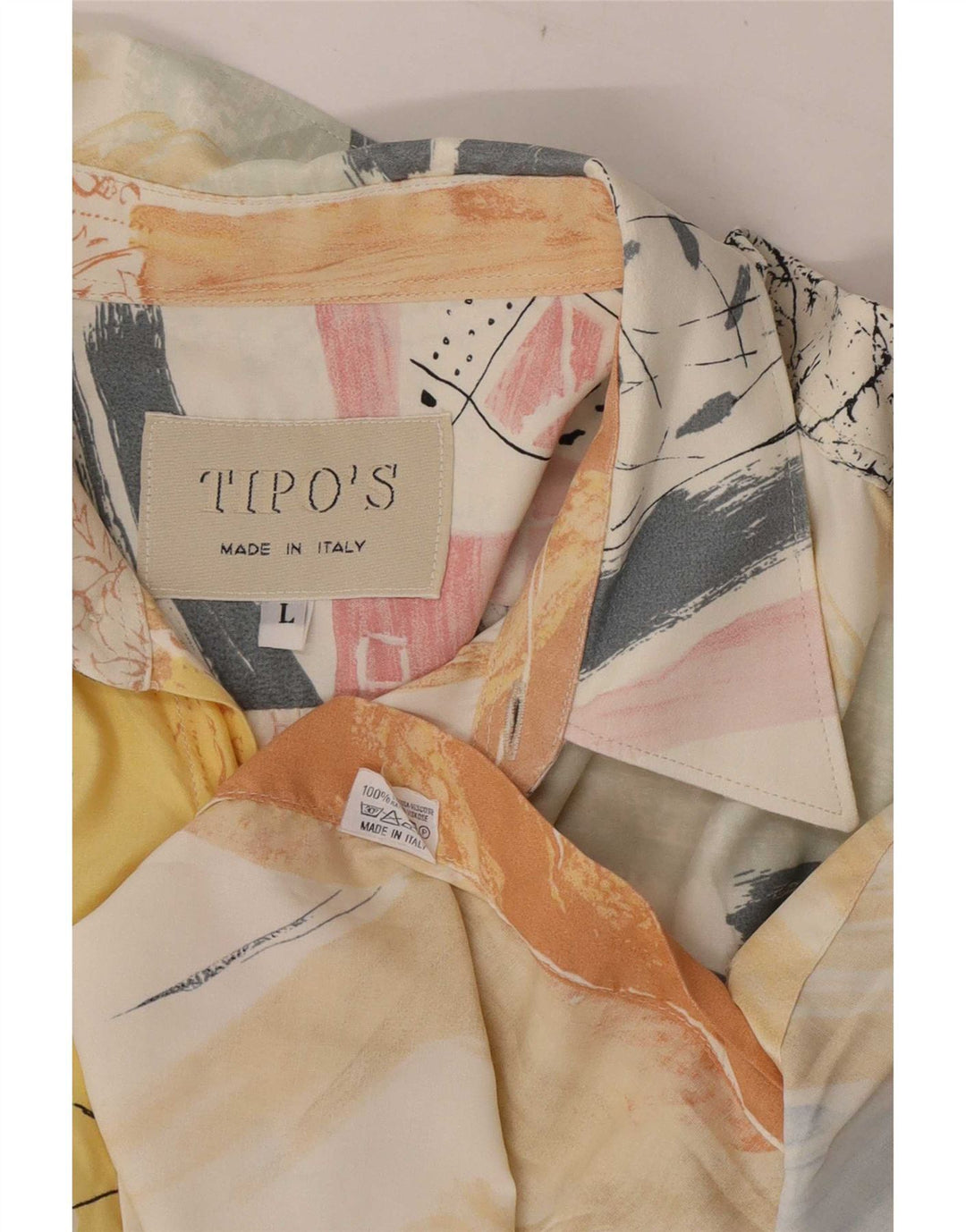 Camisa masculina de manga curta com padrão abstrato Tipo'S grande multicolorida