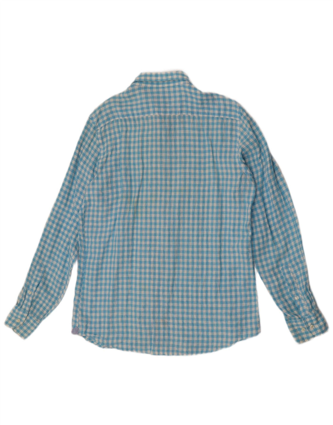 Camisa masculina casual Massimo Dutti grande guingão azul
