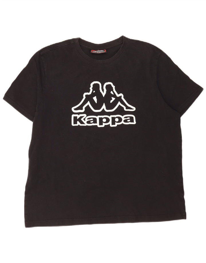 Camiseta gráfica masculina Kappa Top grande de algodão preto