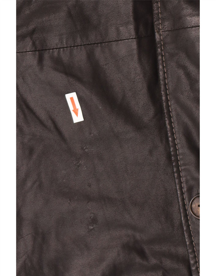 Casaco de couro masculino vintage IT 58 4XL couro preto