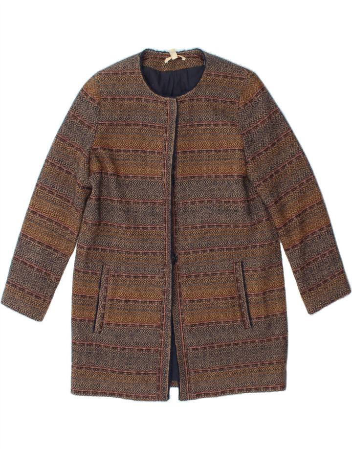 ESPRIT Womens Overcoat UK 12 Medium Brown Striped Cotton Vintage Esprit and Second-Hand Esprit from Messina Hembry 