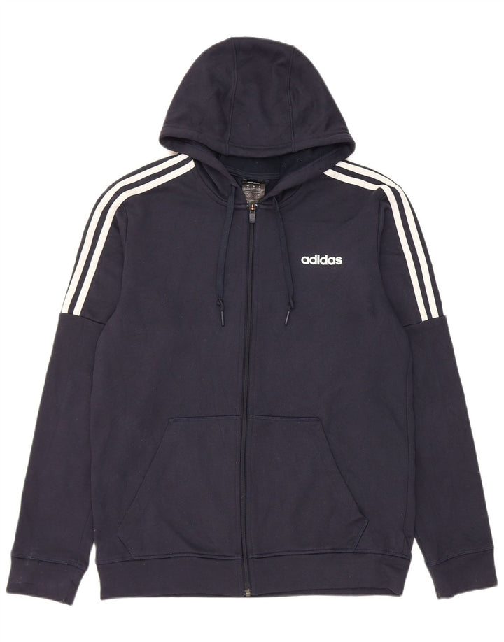 Suéter masculino Adidas Climalite Zip com capuz médio azul marinho poliéster