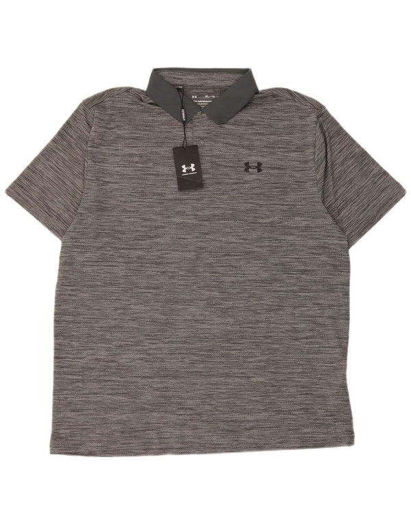 Camisa polo masculina Under Armour XL cinza manchada de poliéster