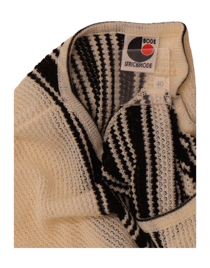 Suéter feminino BODE com gola canoa UE 40 médio off white listrado