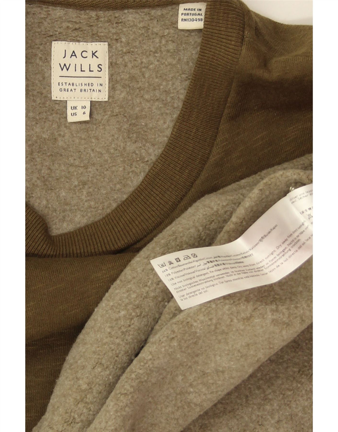 JACK WILLS Suéter feminino oversized Reino Unido 10 pequeno algodão cáqui